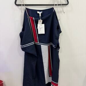 Joie EDYTE Dress Color-blocked Cold-shoulder In dark Navy Small NWT $348